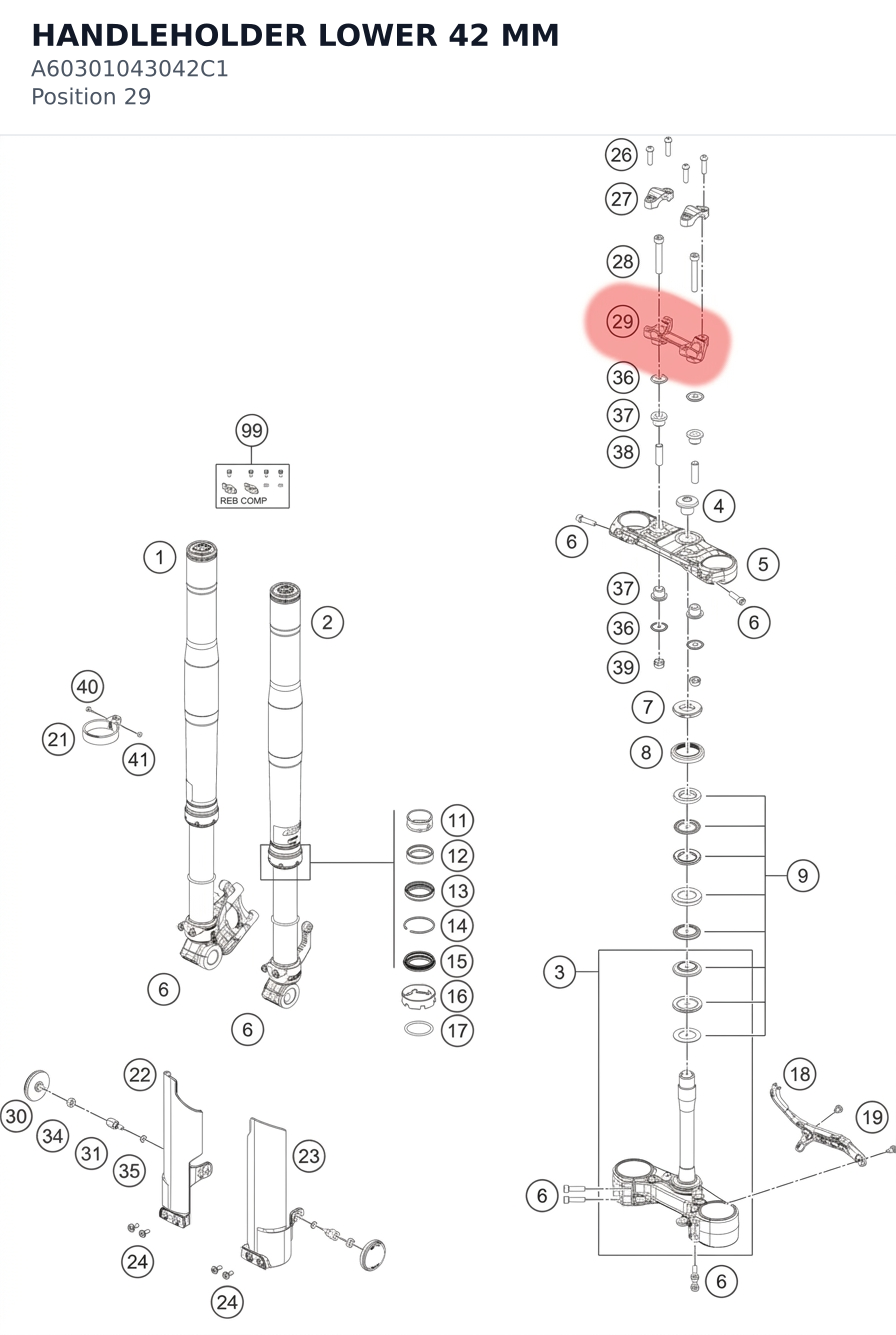 Diagram preview: HANDLEHOLDER LOWER 42 MM (A60301043042C1)