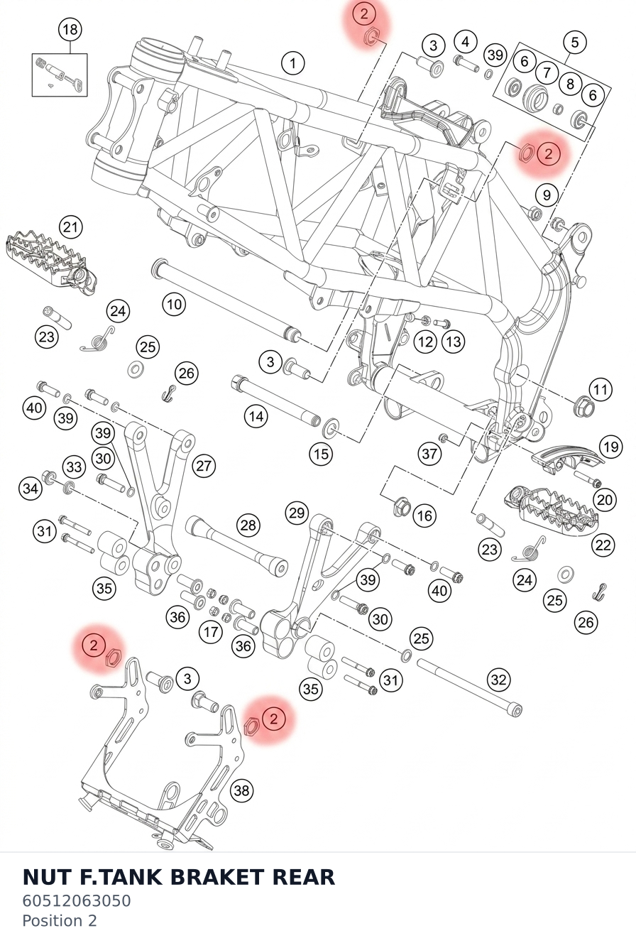 Diagram preview: NUT F.TANK BRAKET REAR (60512063050)