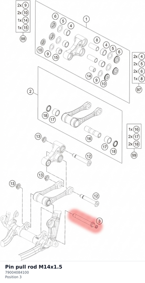 Diagram preview: Pin pull rod M14x1.5 (79004084100)