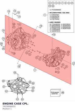 Diagram preview: ENGINE CASE CPL. (79230000033)