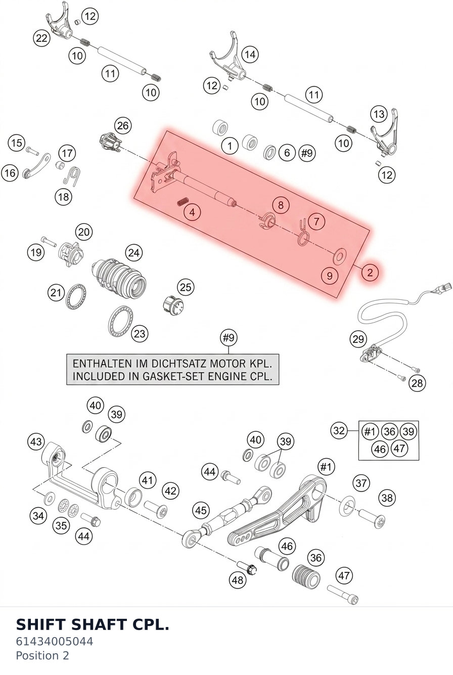 Diagram preview: SHIFT SHAFT CPL. (61434005044)