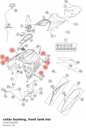 Diagram preview: collar bushing, front tank hol (61007065000)