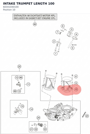 Diagram preview: INTAKE TRUMPET LENGTH 100 (60341040100)