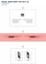 Diagram preview: DECAL REAR PART 450 SX-F    16 (79408098100)