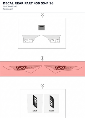 Diagram preview: DECAL REAR PART 450 SX-F    16 (79408098100)