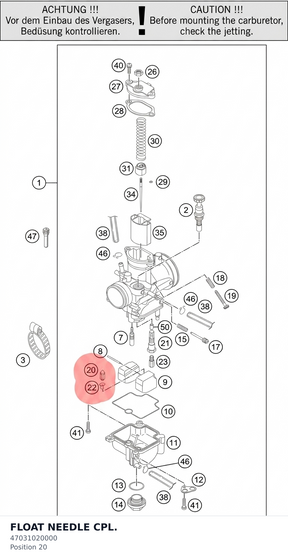 Diagram preview: FLOAT NEEDLE CPL. (47031020000)