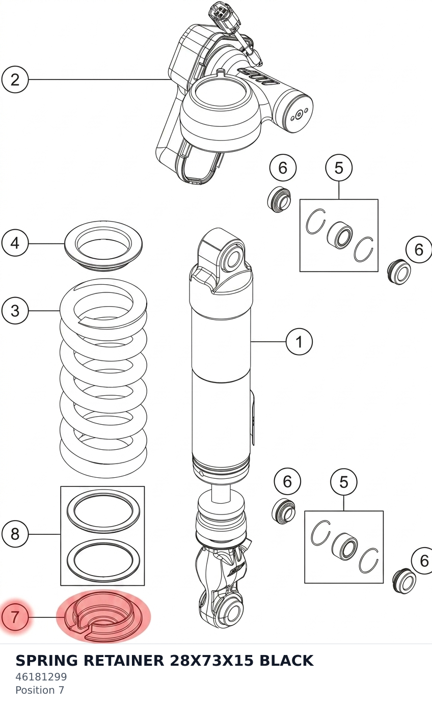 Diagram preview: SPRING RETAINER 28X73X15 BLACK (46181299)