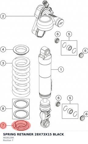 Diagram preview: SPRING RETAINER 28X73X15 BLACK (46181299)