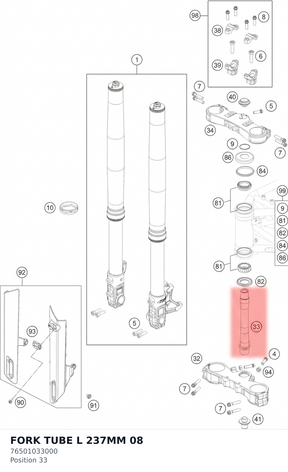 Diagram preview: FORK TUBE L 237MM          08 (76501033000)