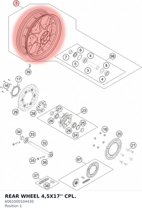 Diagram preview: REAR WHEEL 4,5X17'' CPL. (6061000104430)