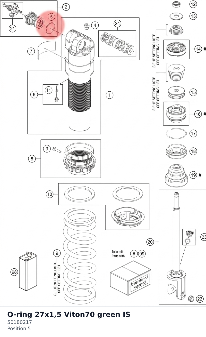 Diagram preview: O-ring 27x1,5 Viton70 green IS (50180217)