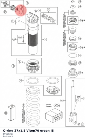 Diagram preview: O-ring 27x1,5 Viton70 green IS (50180217)