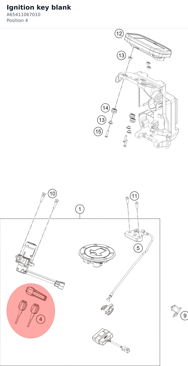 Diagram preview: Ignition key blank (A65411067010)