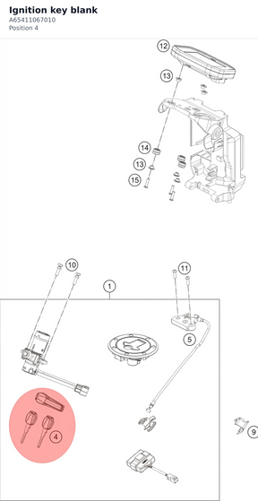 Diagram preview: Ignition key blank (A65411067010)
