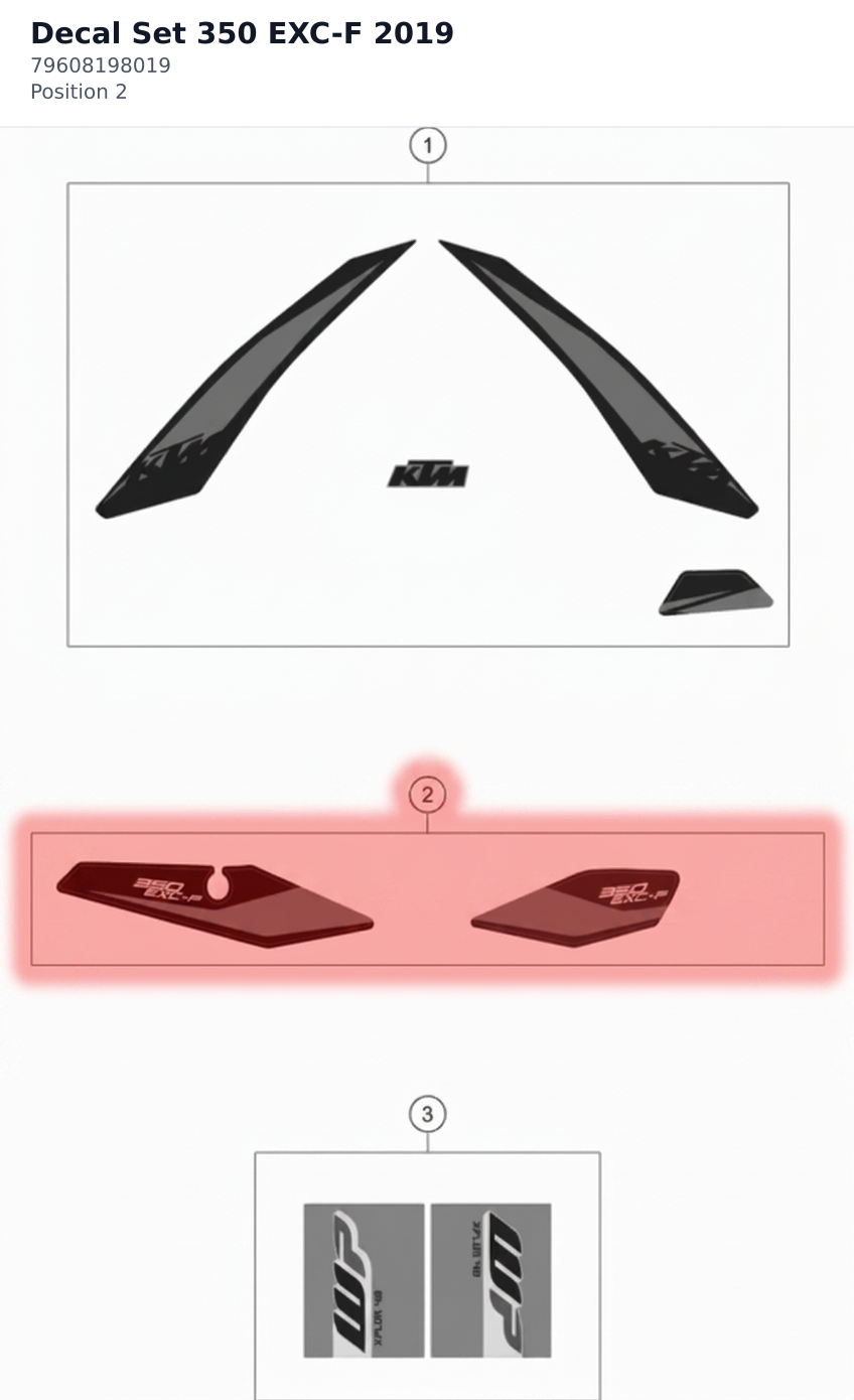 Diagram preview: Decal Set 350 EXC-F 2019 (79608198019)