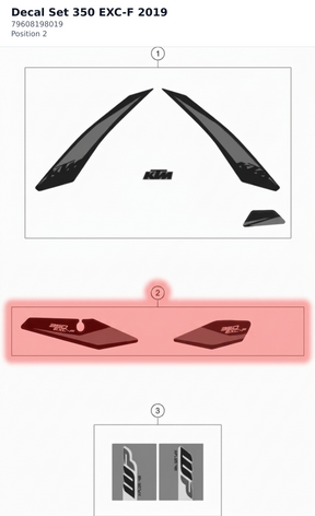 Diagram preview: Decal Set 350 EXC-F 2019 (79608198019)