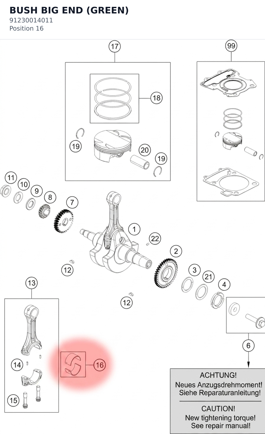 Diagram preview: BUSH BIG END (GREEN) (91230014011)