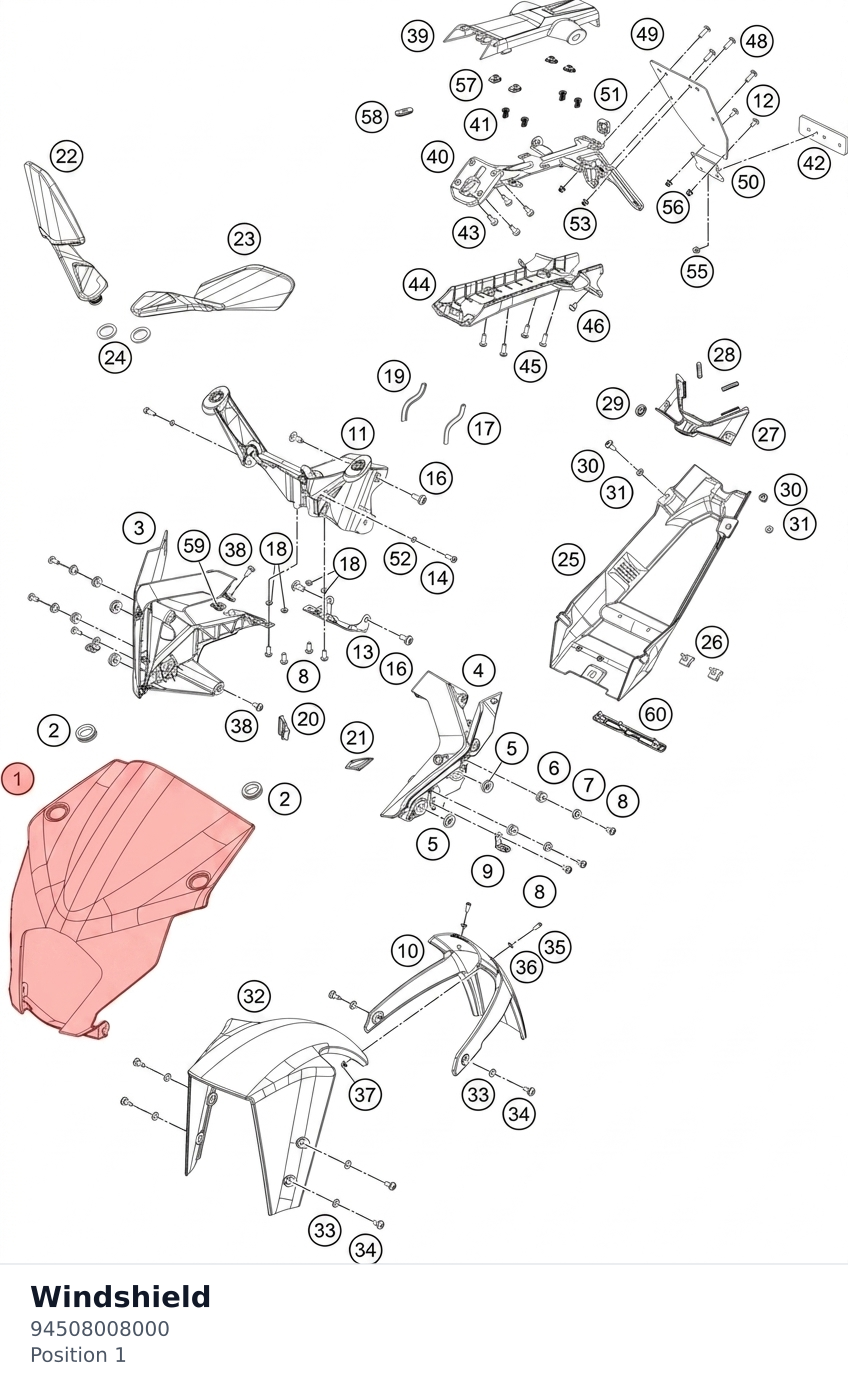 Diagram preview: Windshield (94508008000)