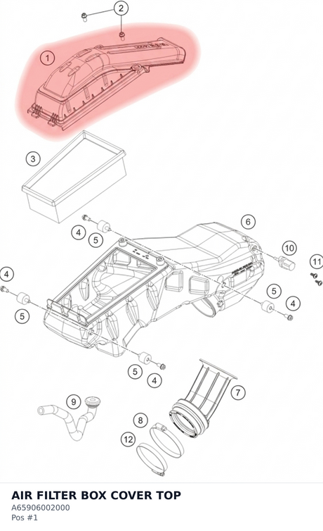 Diagram preview: AIR FILTER BOX COVER TOP (A65906002000)