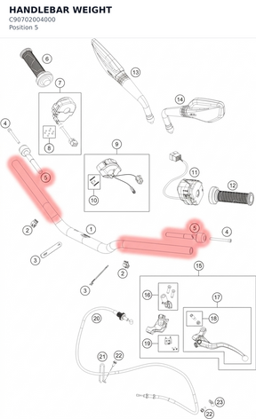 Diagram preview: HANDLEBAR WEIGHT (C90702004000)
