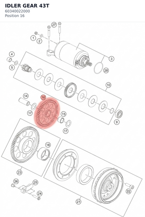 Diagram preview: IDLER GEAR 43T (60340022000)