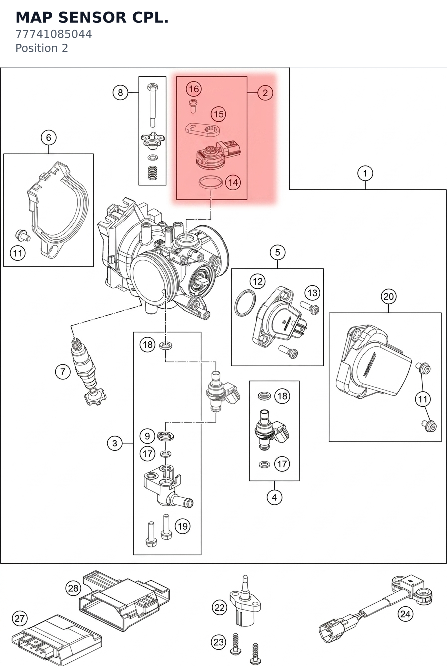 Diagram preview: MAP SENSOR CPL. (77741085044)