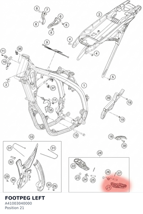 Diagram preview: FOOTPEG LEFT (A41003040000)