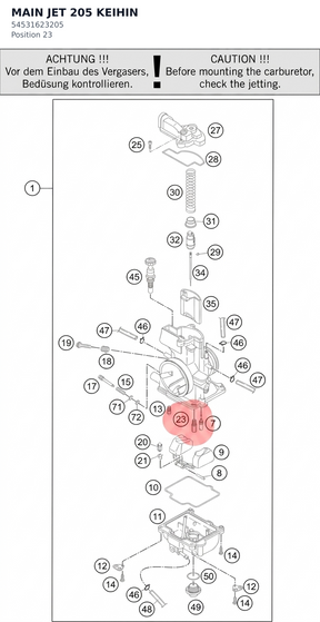 Diagram preview: MAIN JET 205 KEIHIN (54531623205)