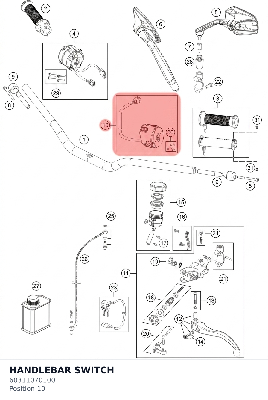 Diagram preview: HANDLEBAR SWITCH (60311070100)