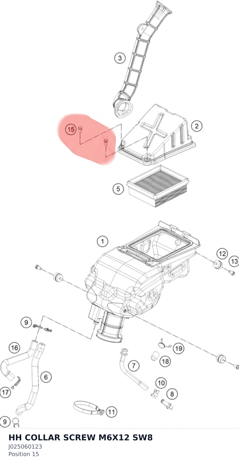 Diagram preview: HH COLLAR SCREW M6X12 SW8 (J025060123)