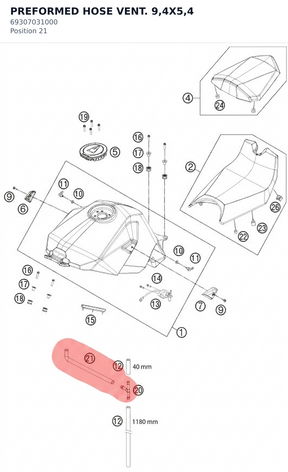 Diagram preview: PREFORMED HOSE VENT. 9,4X5,4 (69307031000)