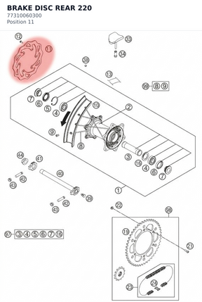 Diagram preview: BRAKE DISC REAR 220 (77310060300)