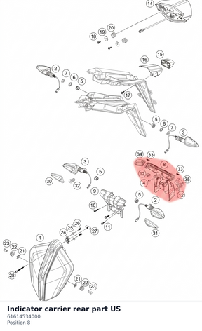 Diagram preview: Indicator carrier rear part US (61614534000)