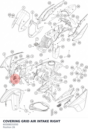 Diagram preview: COVERING GRID AIR INTAKE RIGHT (60308031050)