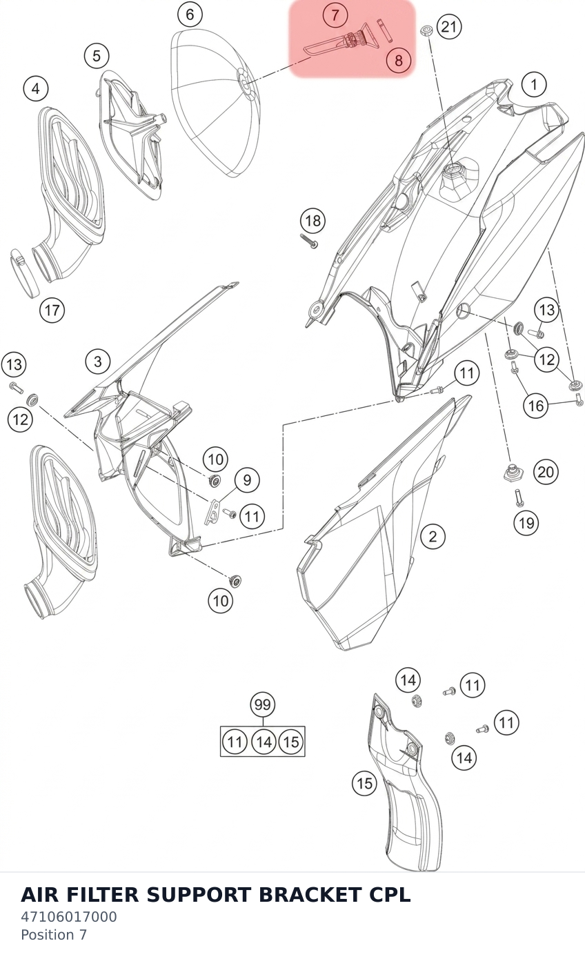 Diagram preview: AIR FILTER SUPPORT BRACKET CPL (47106017000)