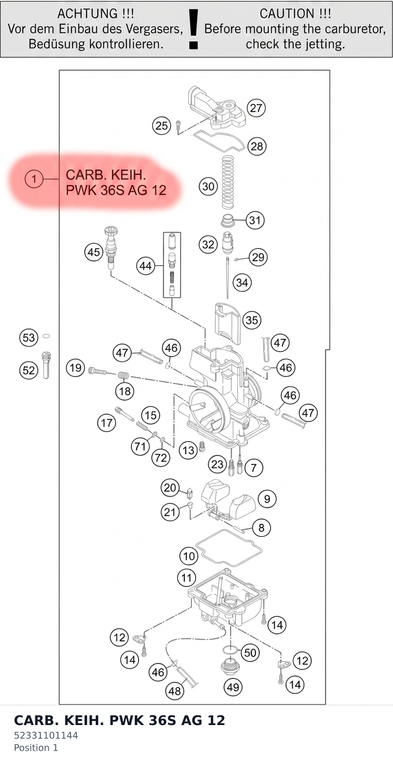 Diagram preview: CARB. KEIH. PWK 36S AG  12 (52331101144)