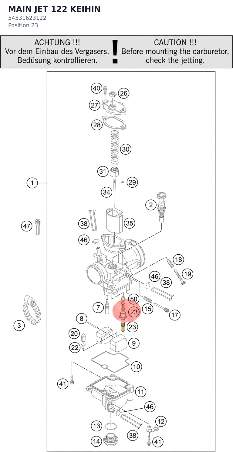 Diagram preview: MAIN JET 122 KEIHIN (54531623122)