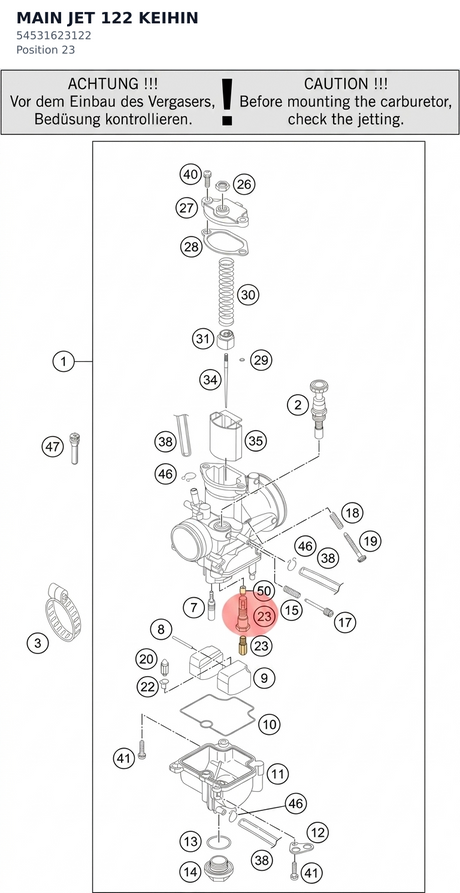 Diagram preview: MAIN JET 122 KEIHIN (54531623122)