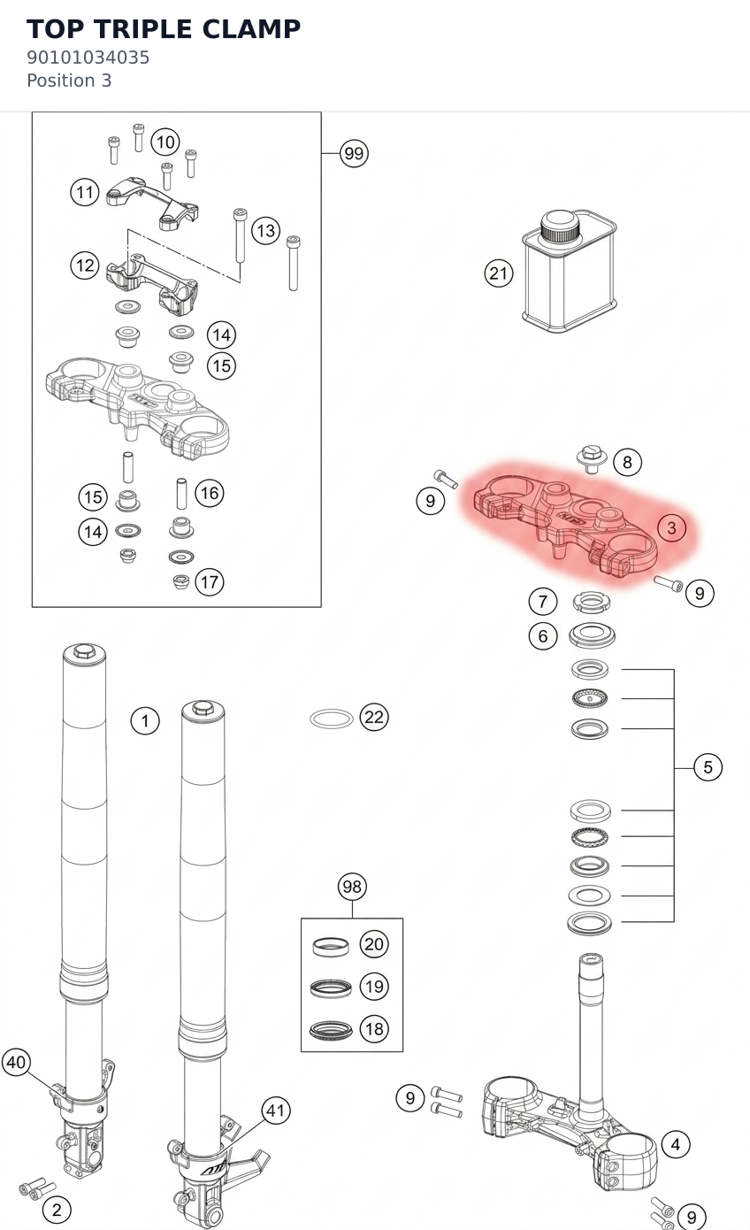 Diagram preview: TOP TRIPLE CLAMP (90101034035)