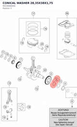 Diagram preview: CONICAL WASHER 28,35X38X1,75 (90230069000)