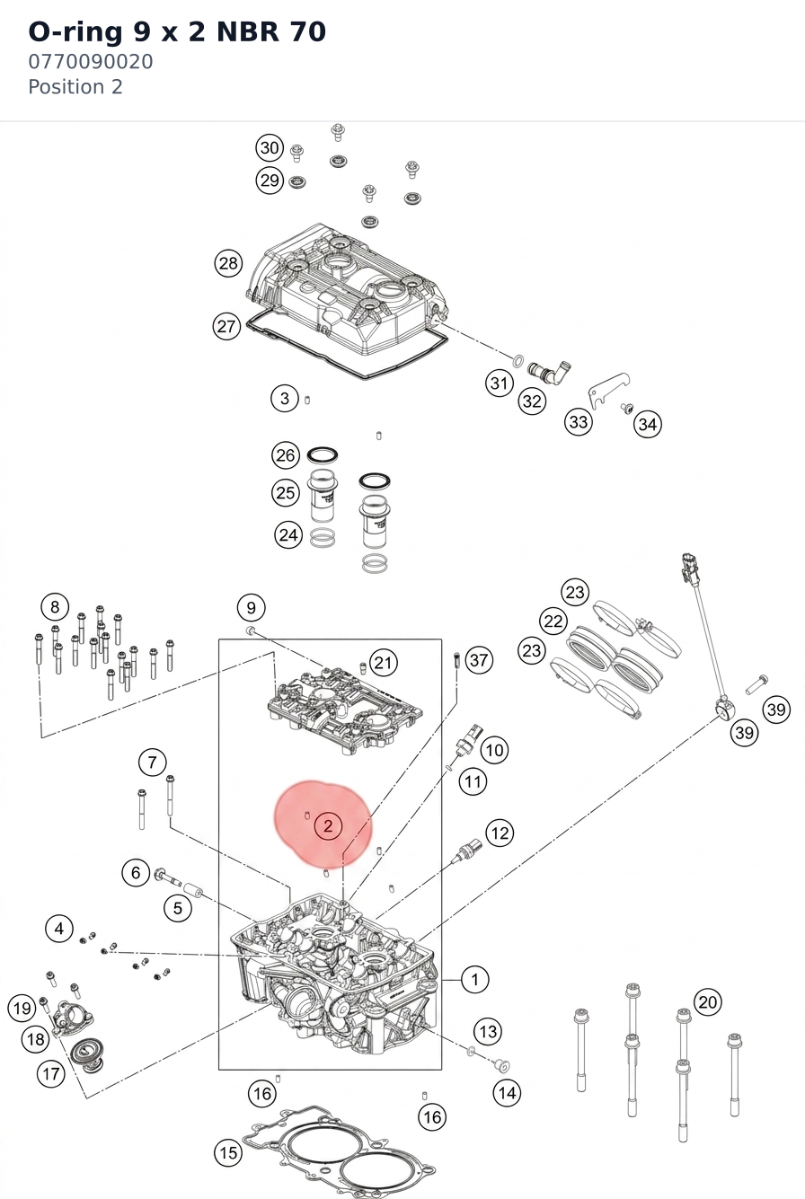 Diagram preview: O-ring 9 x 2 NBR 70 (0770090020)