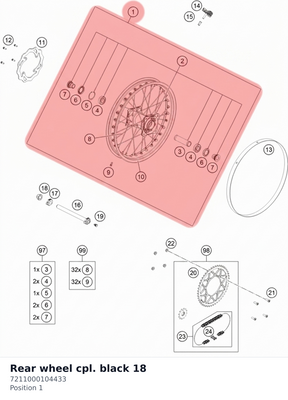 Diagram preview: Rear wheel cpl. black 18 (7211000104433)