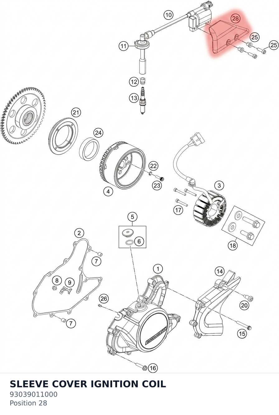 Diagram preview: SLEEVE COVER IGNITION COIL (93039011000)