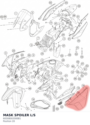 Diagram preview: MASK SPOILER L/S (60308002000B1)