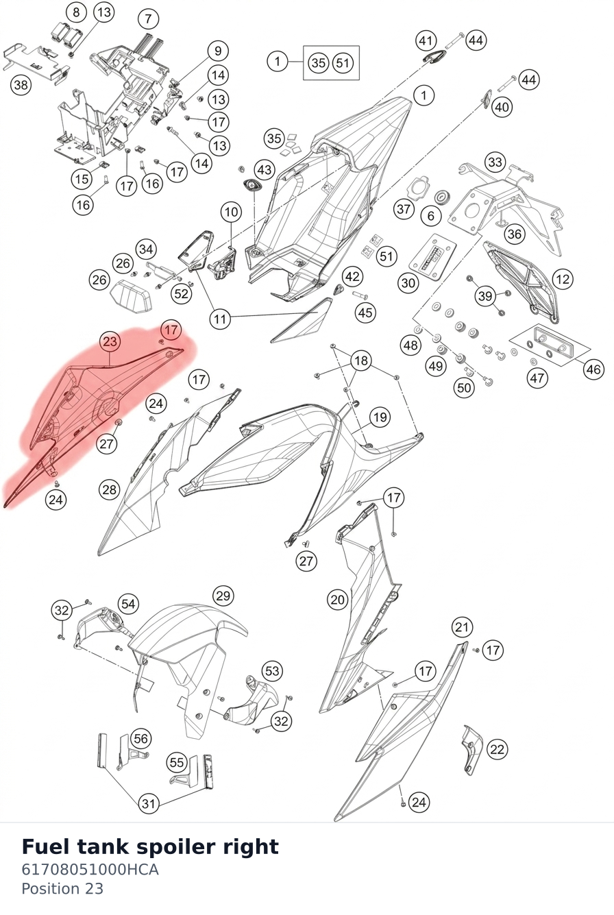 Diagram preview: Fuel tank spoiler right (61708051000HCA)
