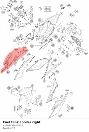 Diagram preview: Fuel tank spoiler right (61708051000HCA)
