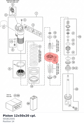 Diagram preview: Piston 12x50x20 cpl. (50181255S)