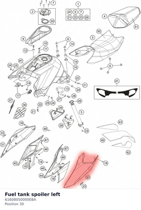 Diagram preview: Fuel tank spoiler left (61608050000EBA)