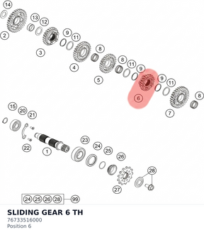 Diagram preview: SLIDING GEAR 6 TH (76733516000)