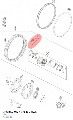 Diagram preview: SPOKE, M5 / 3.9 X 225.4 (60709071225)